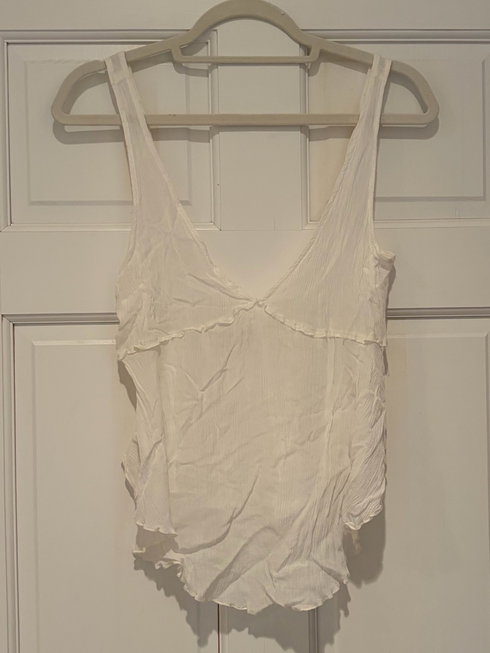 Free People Cream Ribbed V-Neck Camisole